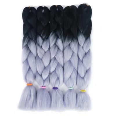 24&quot; 100g Long Kanekalon Ombre Gray Synthetic Jumbo Braiding Hair