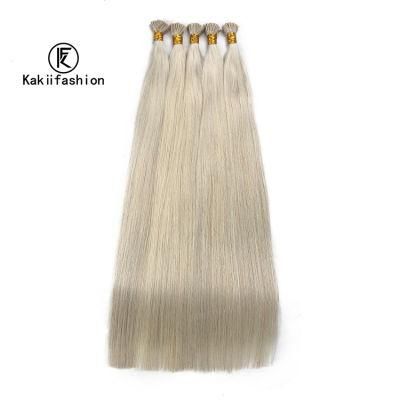 Professional Styling 60# Straight Nail Raw Brazilian Human I Tip Hair Extensions Wholesale