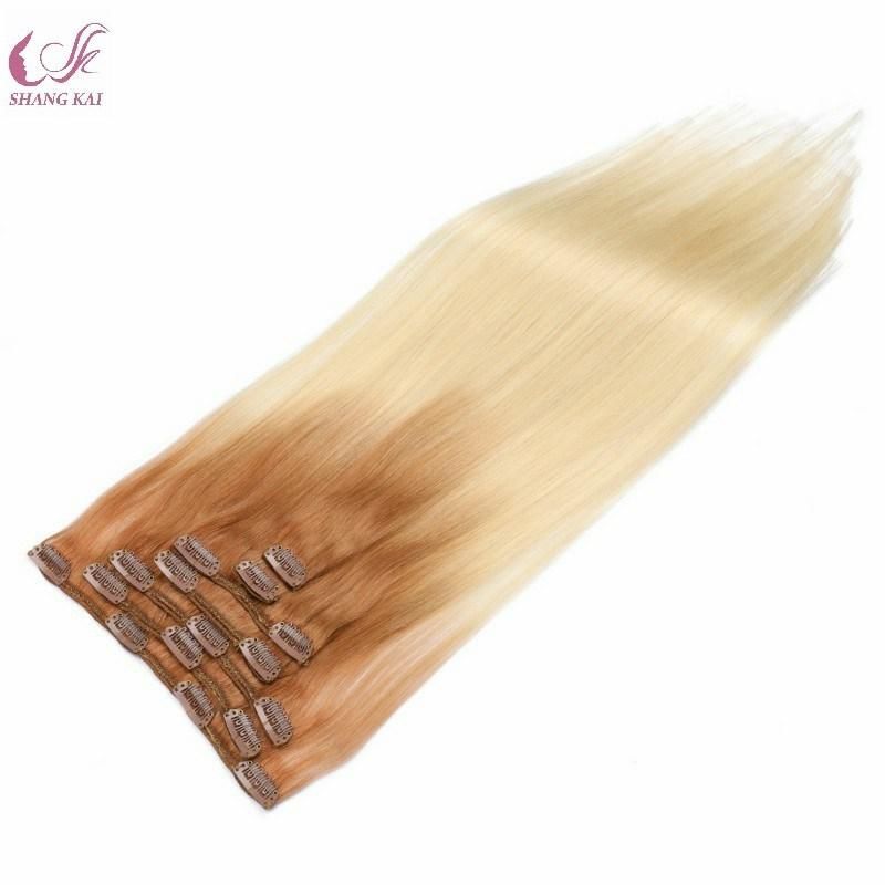 Wholesale Top 10A Grade Ombre Double Drawn Hair Weave Extensions 100% Virgin Clip in Human Hair Extensions