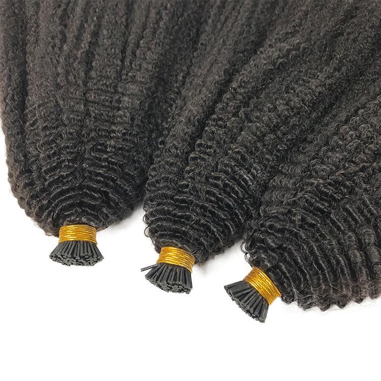 12A 100% Raw Unprocessed Human Hair Micro Links 4b Curly I Tip Hair Extensions
