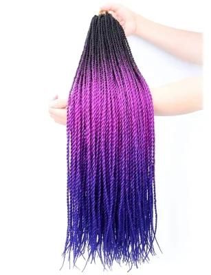 24&quot; Ombre Black Purple Blue Senegal Twist Crochet Braiding Hair Extension
