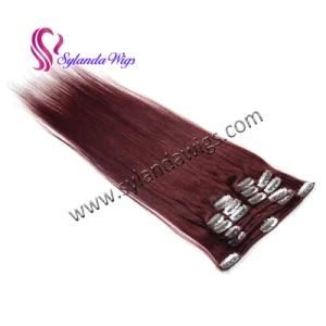 Hot Sale #99j Remey Straight Hair Clip in Human Hair Extension 9PCS/Set with Free Shipping
