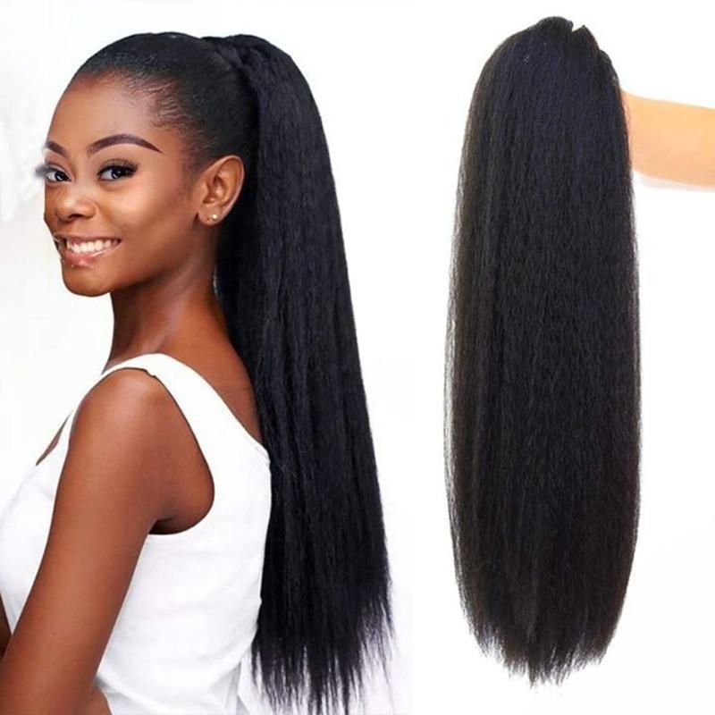 Yaki Straight 24inch Stretch Mesh Ponytail Hair Extension Wholesale Human Hair