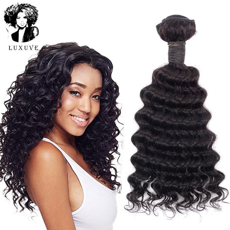 Luxuve Wholesale Virgin Brazilian Human Hair Bundles Vendors Cuticle Aligned Hair 10A Raw Human Hair Weave Deep Wave Bundles