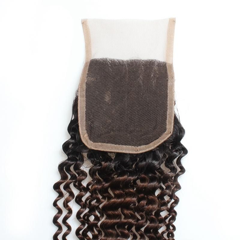 9A 4*4 Lace Front Closure Kinky Curly Remy Human Hair Weave #T3