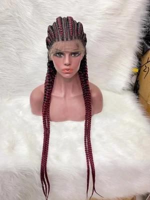 Tresse Cornrow Remy Lace Braided Wig for Black Women Braided Lace Front Wig African Glueless Box Braids Wig