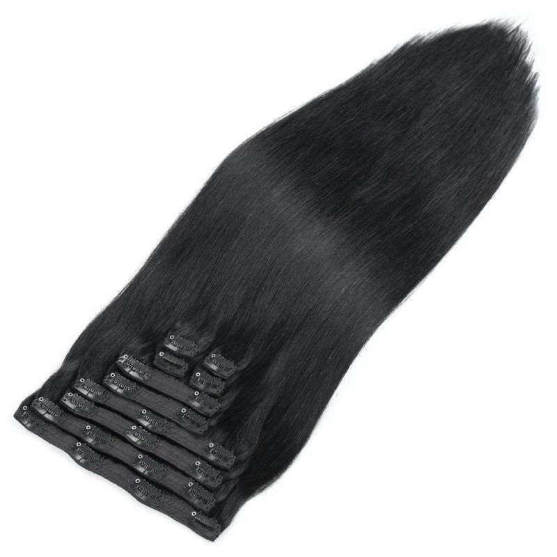 220g 10piece 1# Double Drawn Remy Hair Seamless Clip in Hair Extensions