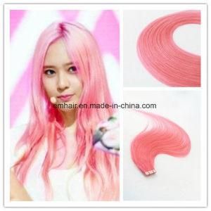 Hot Selling Wholesale Color Pink Tape Straight Brazilian Hair Weft PU Hair Extension