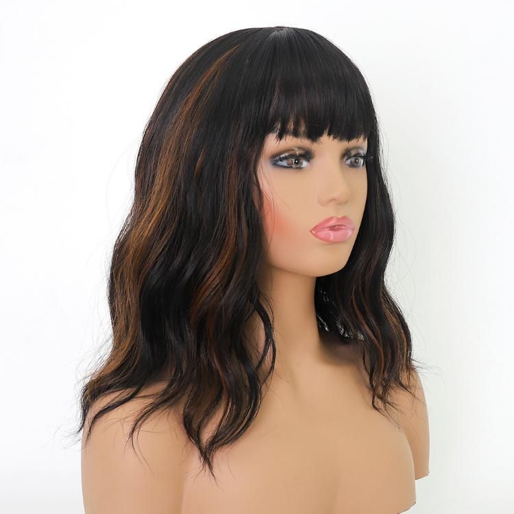 Wavy Wig Shoulder Length Short Bob Wigs with Bangs Synthetic Wig for Women P2/30
