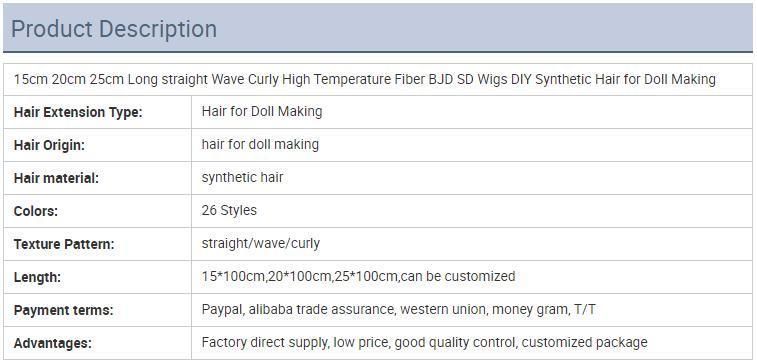 Heat Resistant Long Straight Curly Hair Wigs for 1/6 BJD Doll 60cm Straight Curly Girl Doll Wholesale