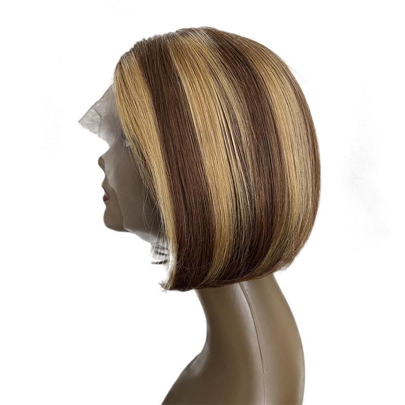 Piano Color Tp 4/27 Highlight Color Brazilian Human Hair T Part 13*1 Lace Front Bob Wig