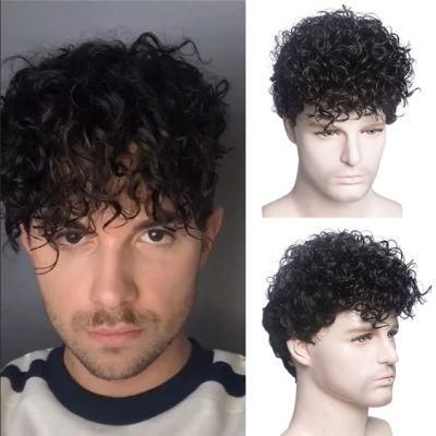 Toupee Men Short Black Hair Wigs Men&prime; S Daily Wig Male Natural Curly Hair Breathable Men Short Hair Wigs Men&prime; S Daily Lace Front Wig