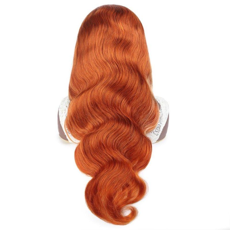 Wholesale 13X4 Lace Front Body Wavy Human Hair Wig #Ginger613