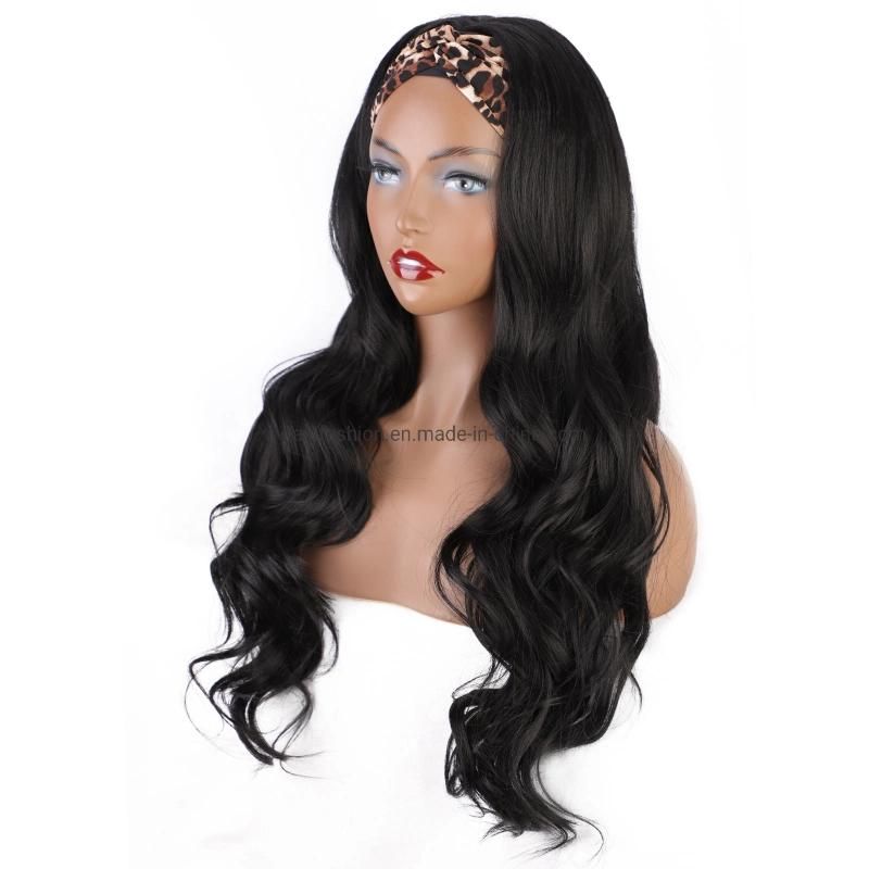 European and American Big Wave Synthetic Fiber High Temperature Resistant Wig with Headband