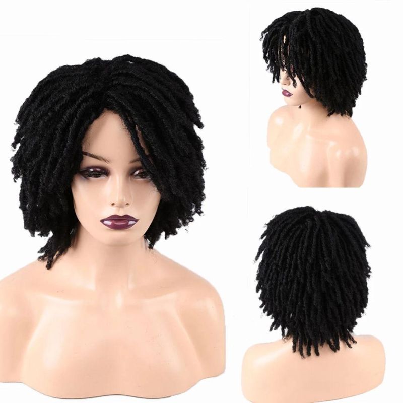 Short Twist Curly Wig Multi Color for Black Women and Men Afro Synthetic Crochet Hair Faux Locs Braid Wigs Dreadlock