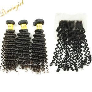 Cheap Human Hair Extension Remy Deep Curly Malaysian Hair Weaving with Closure