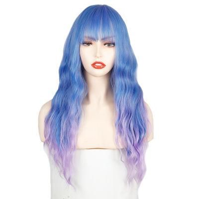 China Cheap Wholesale Lolita Gradient Color 26 Inch Synthetic Long Body Wavy Curly Wig
