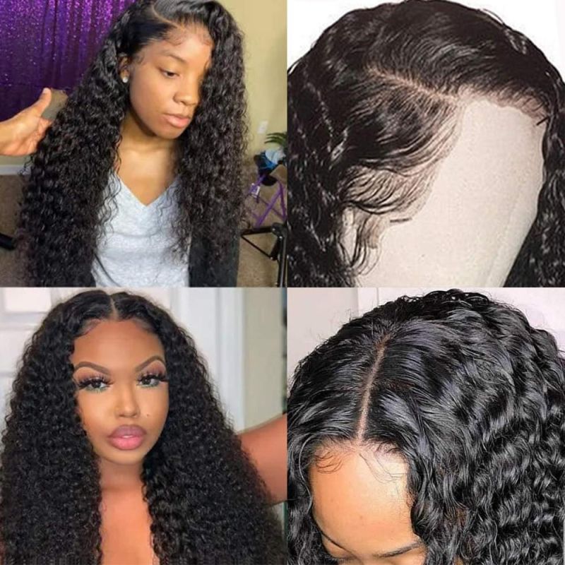 Jerry Curly 13X4 Lace Front Human Hair Wigs 150% Density, Unprocessed Brazilian Virgin Hair Free Part Wig Pre Plucked with Baby Hair 28inch