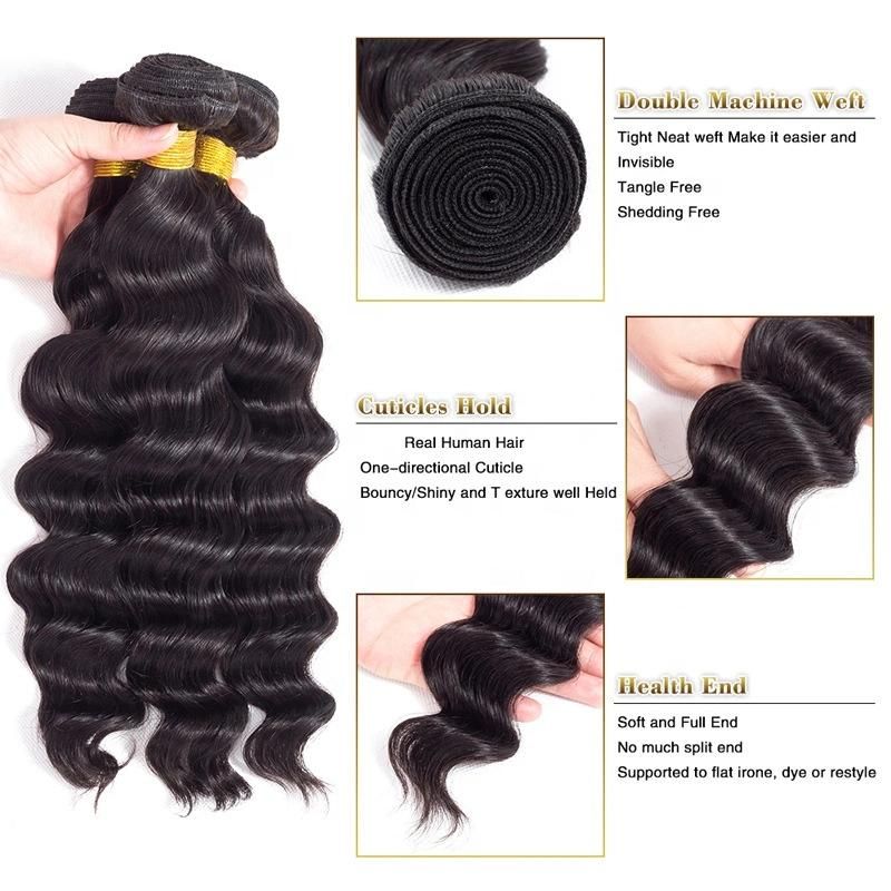 Loose Deep Wave Brazilian Bundles Human Hair Weft Extensions From China