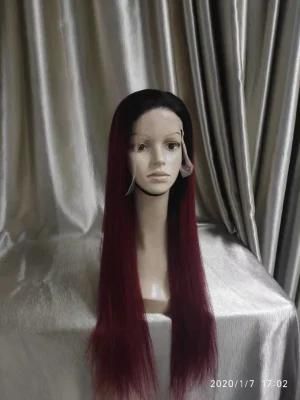 Red Ombre Color with Transparent Lace Brazilian Hair Wigs