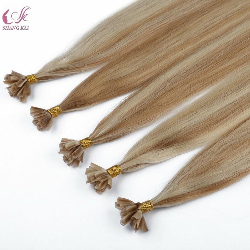 Piano Color 27/613 Wholesale Factory Price Unprocessed Remy Virgin European U Tip Nail Tip Extension