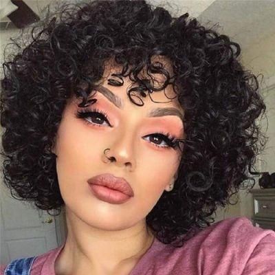 Kbeth Sexy and Cool Short Women Wig 2022 Fashion No Lace Machine Made 14 Inch Curly Human Hair Wigs Factory Cheap Price Wholesale