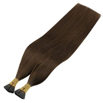 Pre Bonded Hair Extensions-Fusion I Tip Hair Extensions Human Hair Medium Brown (Color #4) Silky Straight Remy Human Hair, 1g/S, 18inch, 50g