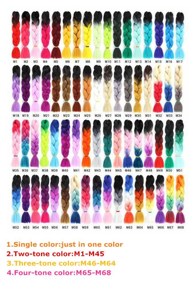 Fashion Single Color Synthetic Three Color Crochet Braiding Hair