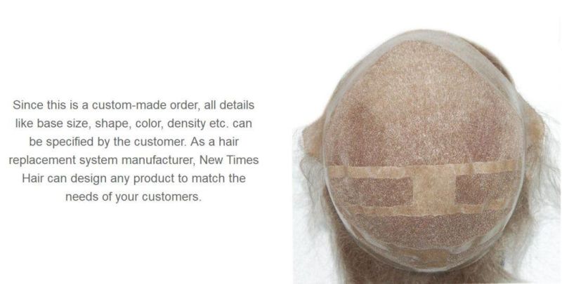 French Lace & Thin PU High Quality Men′s Toupee Hair Replacment Solution