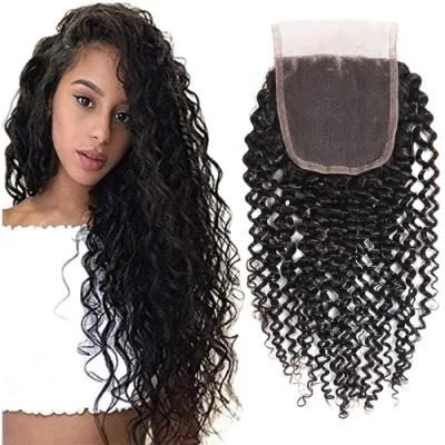 Kbeth Hot Selling Best Hair Brazilian Curly 100 Human Hair 4X4 Lace Closure Kinky Curl Hair Bundles with Closure for Black Women
