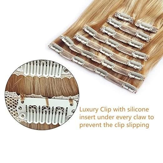Clip in Human Hair Extension 7PCS 100gram 100% Virgin Hair Extension (AV-CH100-20-27/613)