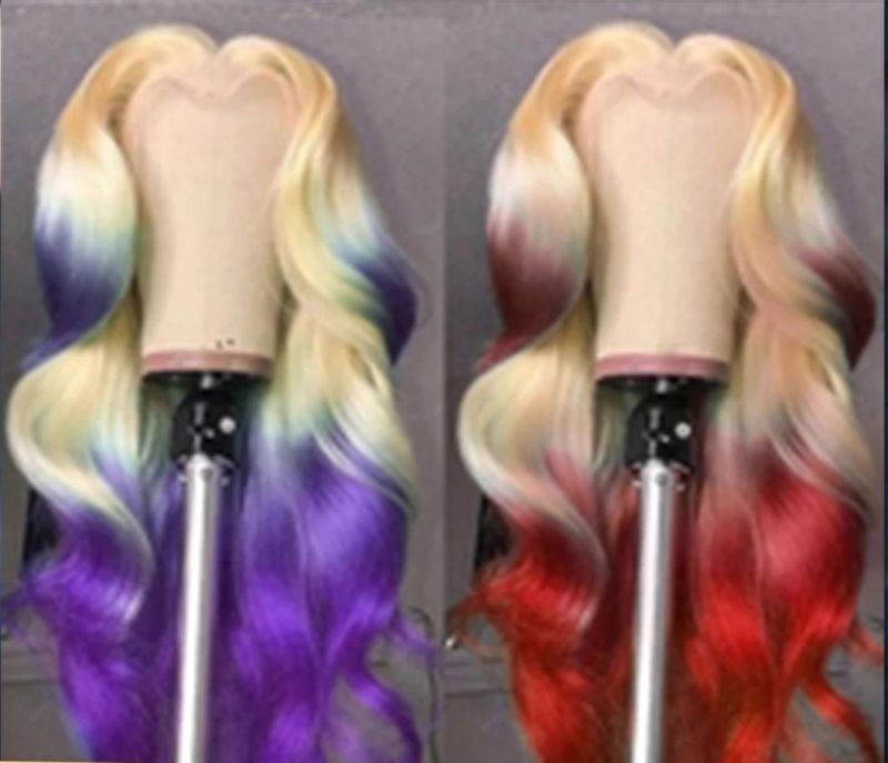 T613 Yellow Pink Red Green Purple Blue Wig Body Wave Lace Front Wig Virgin Lace Front Brazilian Human Hair Wigs for Women Omber Lace Wig 30 Inches