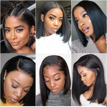 Cheap Transparent HD 13X4 Lace Frontal Brazilian Human Hair Short Bob Wigs for Black Women