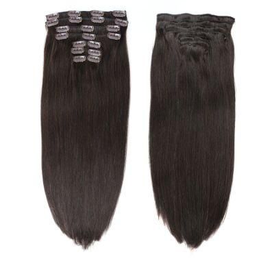 Wholesale Double Drawn Remy Human Hair 8 Pieces Seamless Clip in Hair Extension for White Women