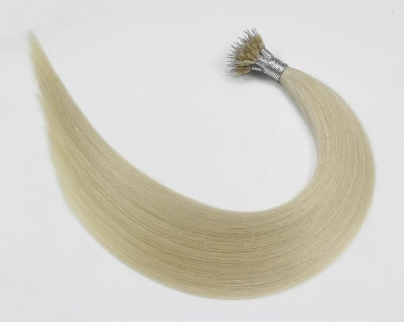 Nano Ring Extensions Brazilian Straight Human Hair Bundles 613 Color Remy Human Hair Extensions