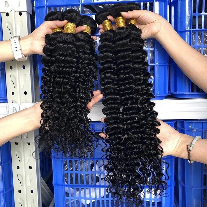 Luxuve Wholesale Real Human Hair Remy Virgin Brazilian Hair Deep Wave Bundles with Hair Supplier