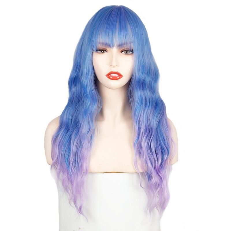 China Cheap Wholesale Lolita Gradient Color 26 Inch Synthetic Long Body Wavy Curly Wig