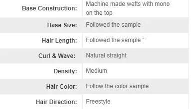 Mono Hair Replacement Machine Made Human Hair Topper for Women