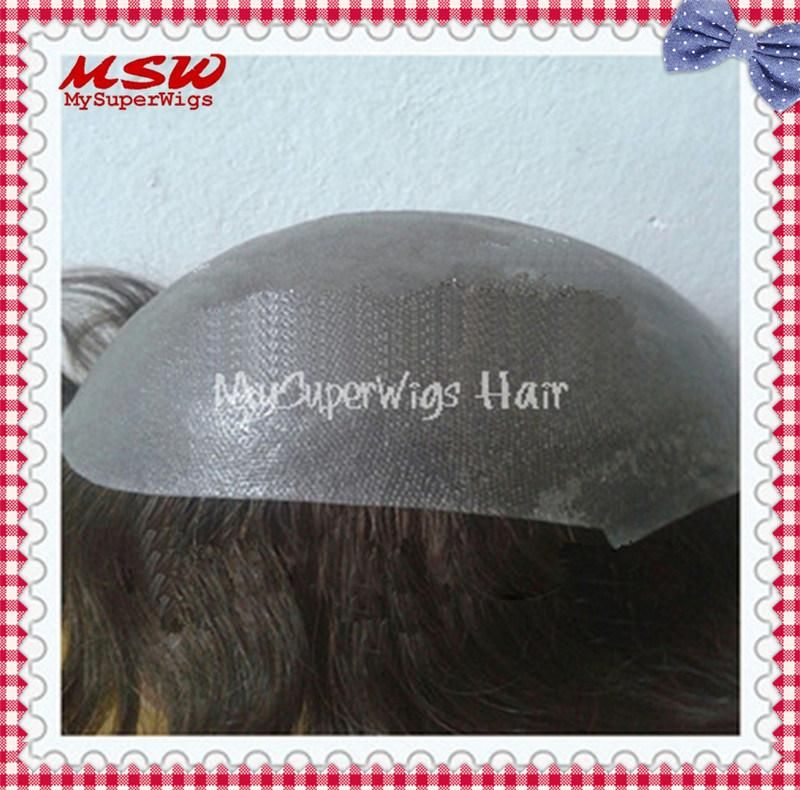 2022 Single Knotting Hair Clear Thin Poly Base Men′ S Hairpiece