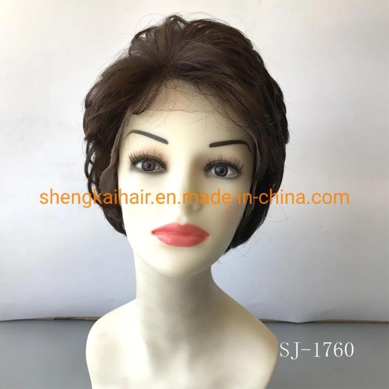 Wholesale Good Quality Handtied Heat Resistant Fiber Short Curly Lace Front Wigs with Bangs 623