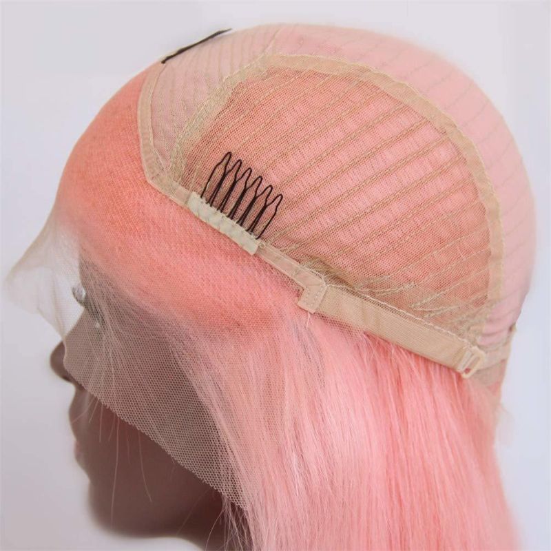 Premium Quality Short Bob Wig Straight Lace Front Wig Human Hair Wig 150% Density 13X4 Lace Frontal Wig Pre Plucked Hairline Pink Hair