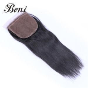 4*4 Silk Base Lace Closure with Baby Hair 100% Virgin Remy Hair Peruvian Lace Closure Silky Straight