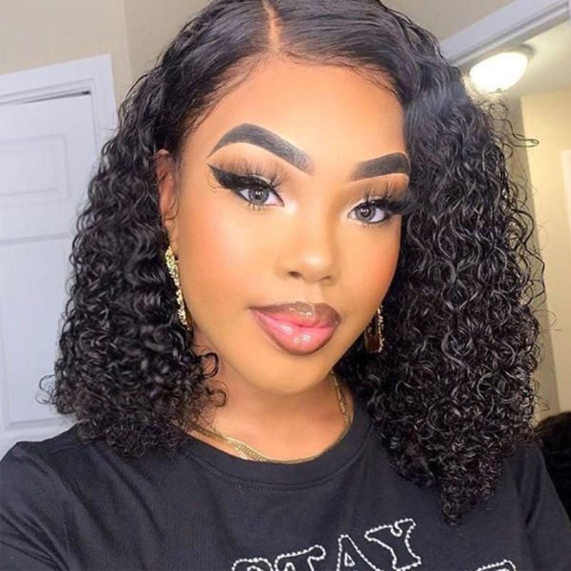 Wholesale Brazilian Virgin Human Hair Front Lace Wig Transparent Swiss Lace Wig Jerry Curly Lace Front Wigs for Black Women