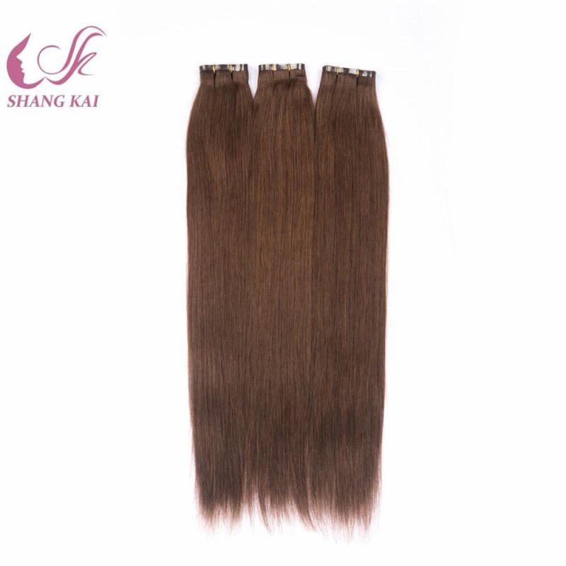 Machine PU Wefts Hair Extensions, Flat Weft Remy Hair Weaving