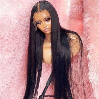 2021 Wholesale Pre Plucked Lace Wigs Align Virgin Hair HD Lace Frontal Human Hair Wig 40 Inch Raw Hair Straight Lace Front Wig