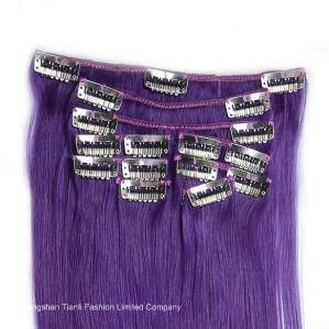 Clip on Hair Extensions - Natural Purple Wig
