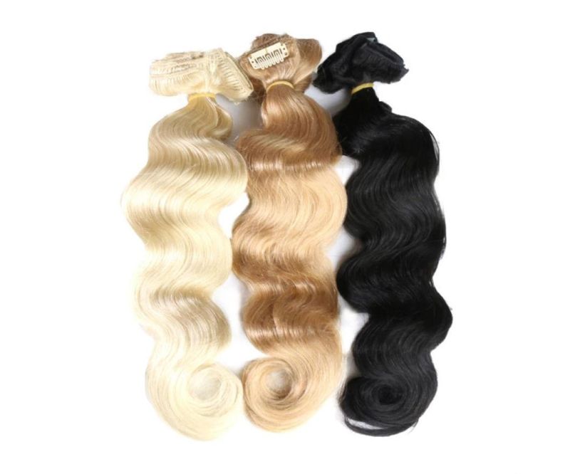 Body Wave Clip in Human Hair Extension Clip in Head Brazilian Machine Made Remy Hair #1 #1b #613 #27