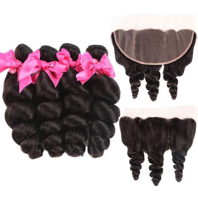 Kbeth Wholesale Loose Wave Cheap Brazilian 100% Human Hair 13*4 Lace Closure Human Hair Extensions for Black Women
