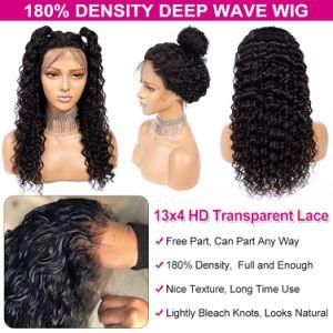 13X4 Deep Wave Human Hair Wig Cheap Brazilian Swiss Lace Frontal Hair Wig