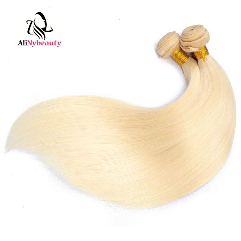 Alinybeauty #613 Blonde Human Hair Bundles with Lace Closure
